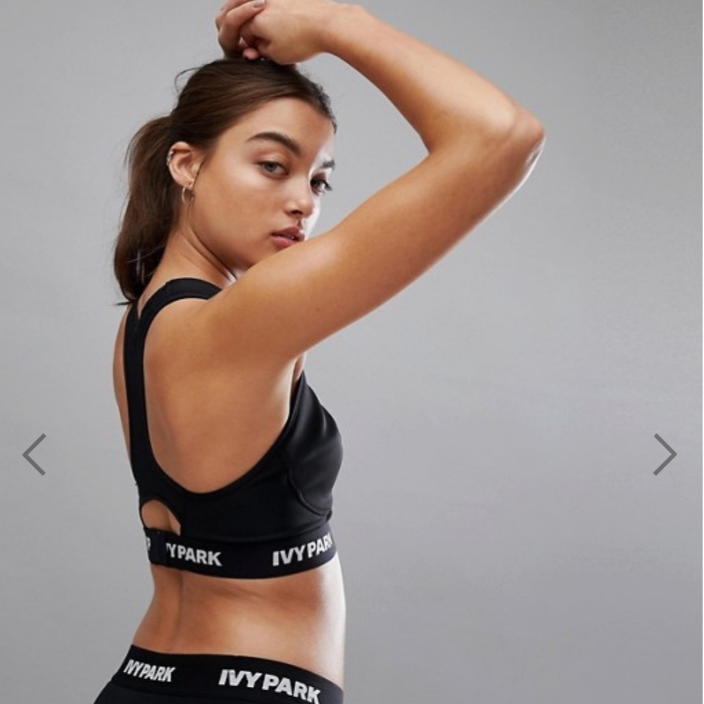 Ivy Park Mid Support Bra Top In Black